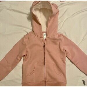 Carters’s Pink Zip-Up Hoodie With Bear Ears Lined With Fleece Size 5T Brand New
